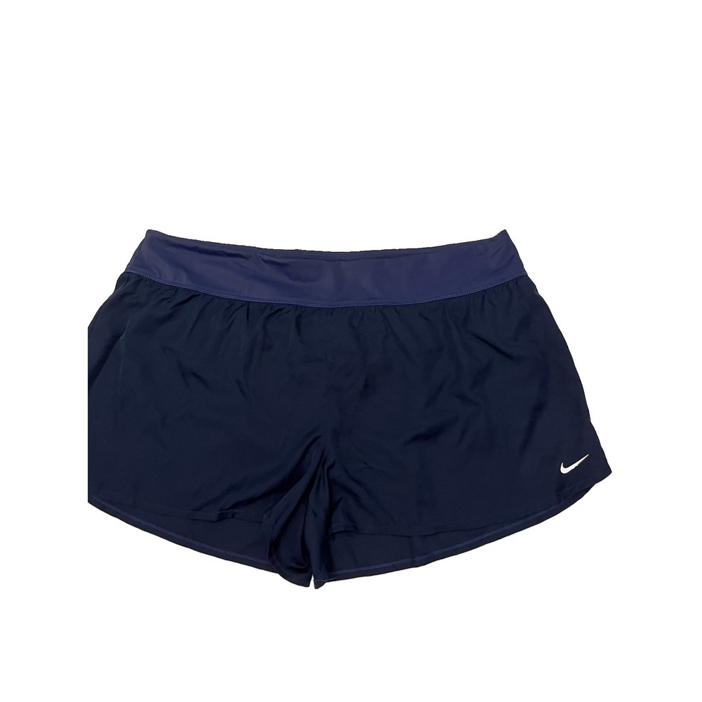 Nike Women's Swim Shorts NWT Back Zip Pocket Navy Blue Sz 2X